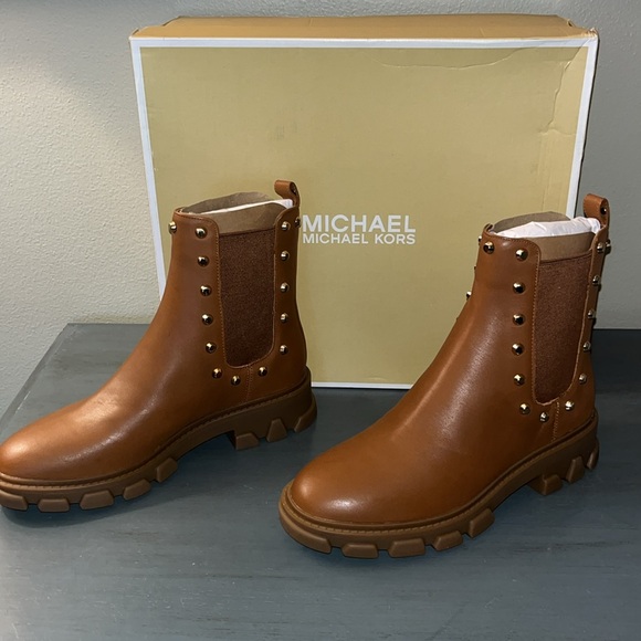 MICHAEL MICHAEL KORS Womens Brown Back Pull-Tab Ridley Leather Chelsea Boot 5.5M - Picture 3 of 16